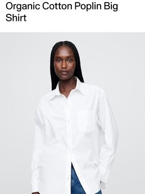 GAP Poplin Big Shirt - White Long-Sleeve